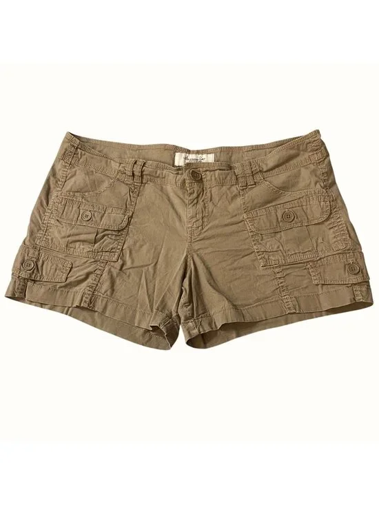 American Rag Cie Womens Khaki Cargo Shorts Size 15 With Pockets Made In India - Picture 1 of 5